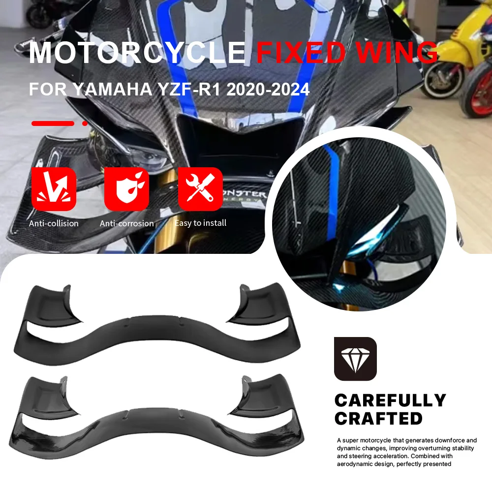 

Motorcycle Fixed Wing Spoiler For YAMAHA YZF-R1 YZFR1 YZF R1 2020-2024 Aerodynamic Wing Side Winglet Windshield Wing Aileron