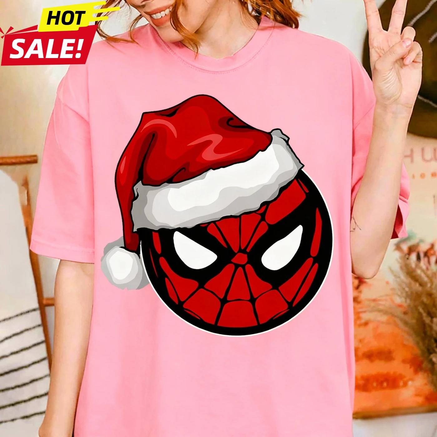 

2025 Рождественская летняя футболка с изображением Человека-паука Marvel для мальчиков, семейная одежда для родителей и детей, повседневная свободная спортивная футболка большого размера с короткими рукавами унисекс