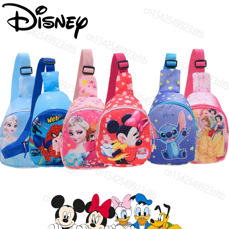 

Various Styles Children's Chest Bag Disney Anime Stitch Mickey Frozen Princess Elsa Mermaid Spiderman Travel Crossbody Bag Gifts