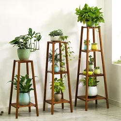 Madeira Maciça Multi-Camada Planta Prateleiras, interior Suculenta Cremalheira De Armazenamento, Bambu Flower Pot Stand, Sala De Estar ou Varanda Decoração