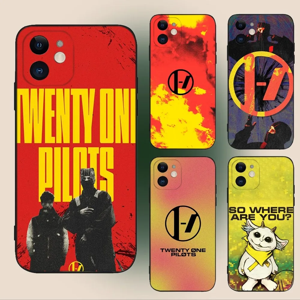 T-Twenty One Pilots  Phone Case For iPhone 15,14,13,12,11,Plus,Pro Max,XS,X,XR,SE,Mini,8,7 Soft Silicone Black Cover