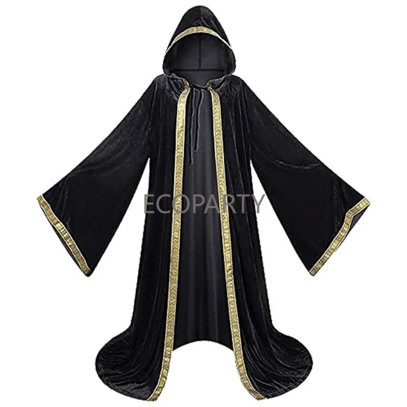 Spring Autumn Halloween Performance Godfather of Death Cosplay Cloak 4 Color Printed Lace Gold Velvet Cloak Cosplay Costumes