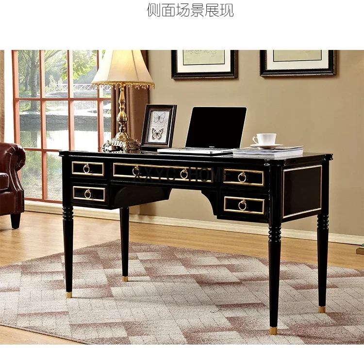New Classical Post-Modern Desk Solid Wood Paint American Desk European New Chinese Desk Study Furniture