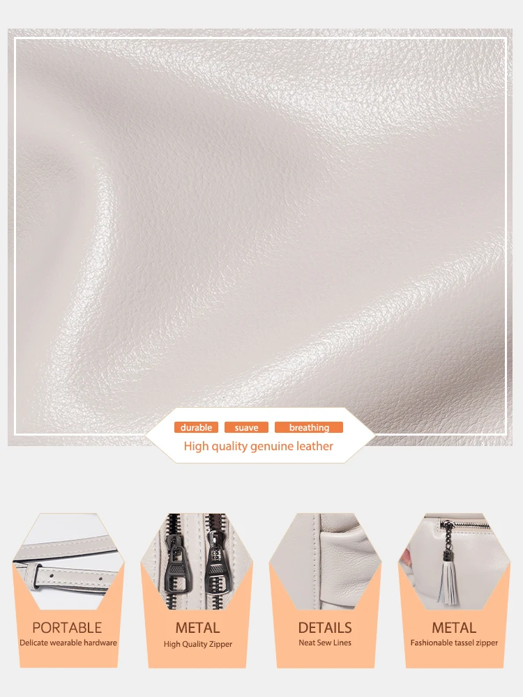 Imagem -06 - Bolsa de Ombro Crossbody Branco Zency para Mulheres 100 Couro Genuíno Bolsas de Grife Macias Borla Grande Capacidade Bolsa Hobo