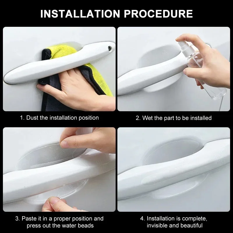 1-6Set Car Door Handle Protective Sticker Wear Resistant Scratch Resistant Transparent Protective TPU Door Bowl Protective Stick