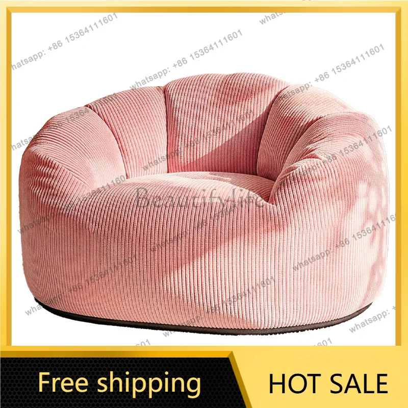 LJY Large Reading Bean Bag Chair for Adults, Pink Corduroy Floor Lounger,Vacuum-Compressed Lazy Sofa,Comfortable Home Lounge Sea