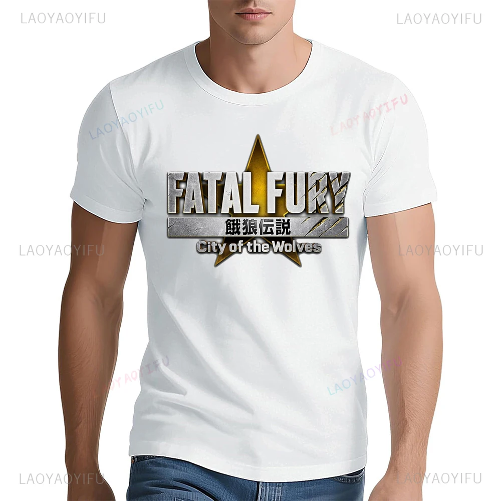 Fatal Fury City of The Wolves LOGO Tshirt Casual Fashion Harajuku Man T Shirt Summer Short Sleeve Comfort Breathe Otaku T-shirt