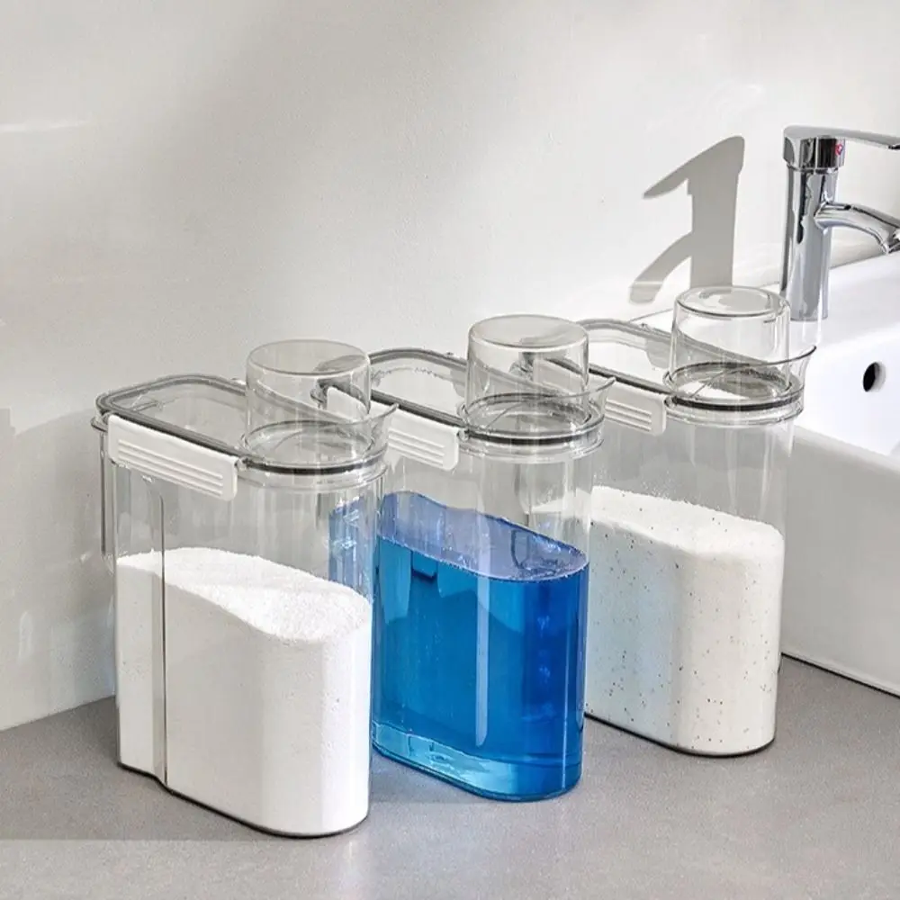 

3L Laundry Detergent Dispenser Sealed Transparent Laundry Detergent Can Leak-Proof with Lids Detergent Powder Tank Laundry Room