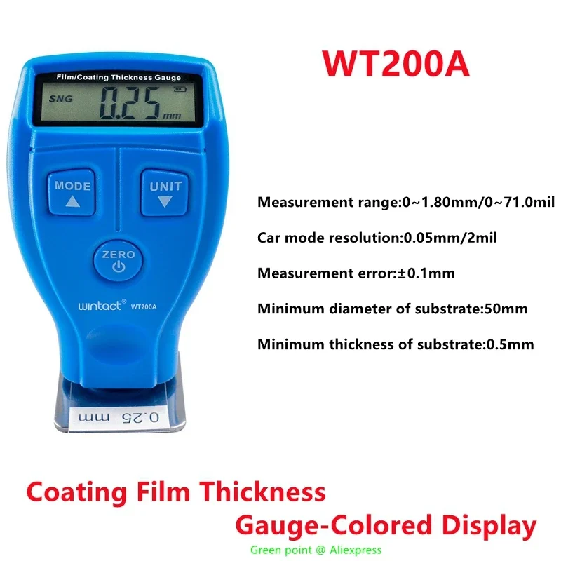 

5PCS Products WT200A Portable Mini Digital Coating Film Thickness Gauge-colored Display CE RoHS FCC Used In Car Washing Industry