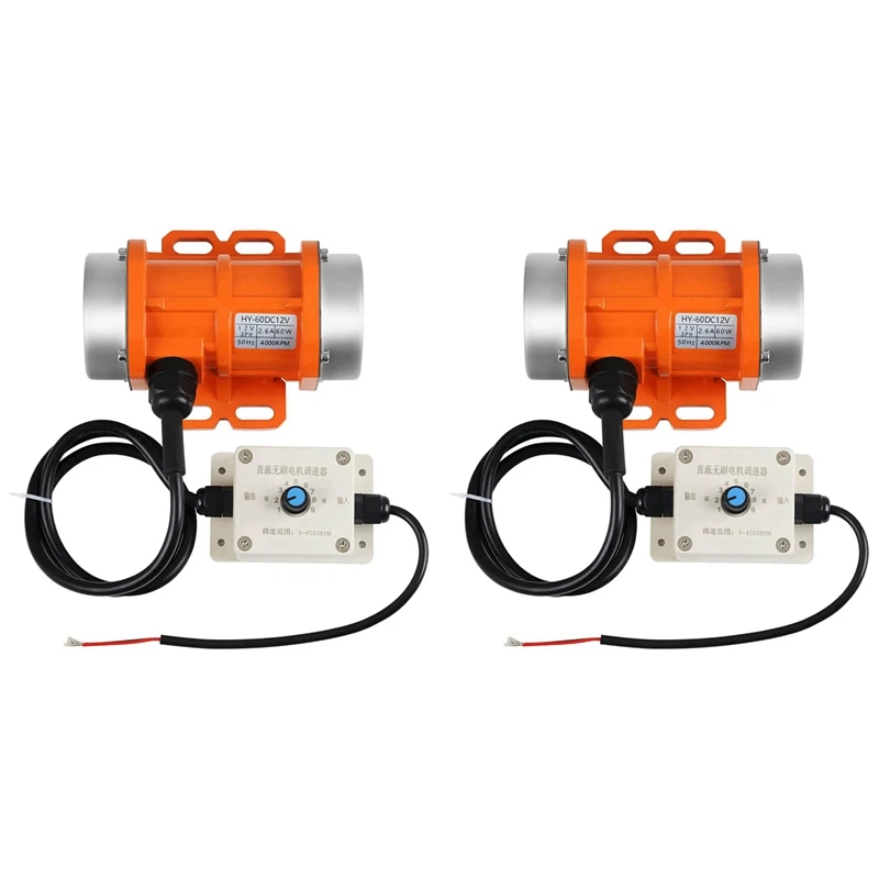 Promotion! 2X Vibrator Motor For Salt & Sand Spreader And Concrete Mixer 4000Rpm 60W DC12V Aluminum Alloy Case Concrete Vibrator