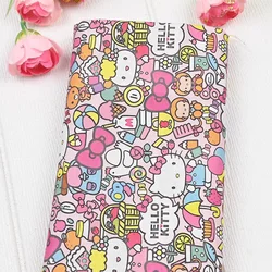 Sale Japanese Sanrio Hello Kitty Milk Plain Cotton Fabric Sewing Material for Patchwork Clothes DIY Quilting Needlework Material