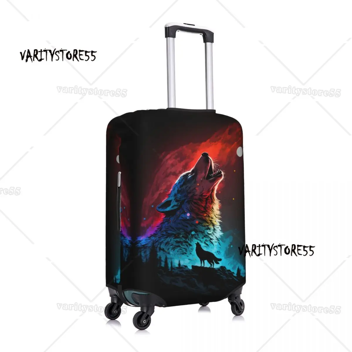 Custom Ghost Wolf Suitcase Cover Washable Travel Luggage Covers for 18-32 inch