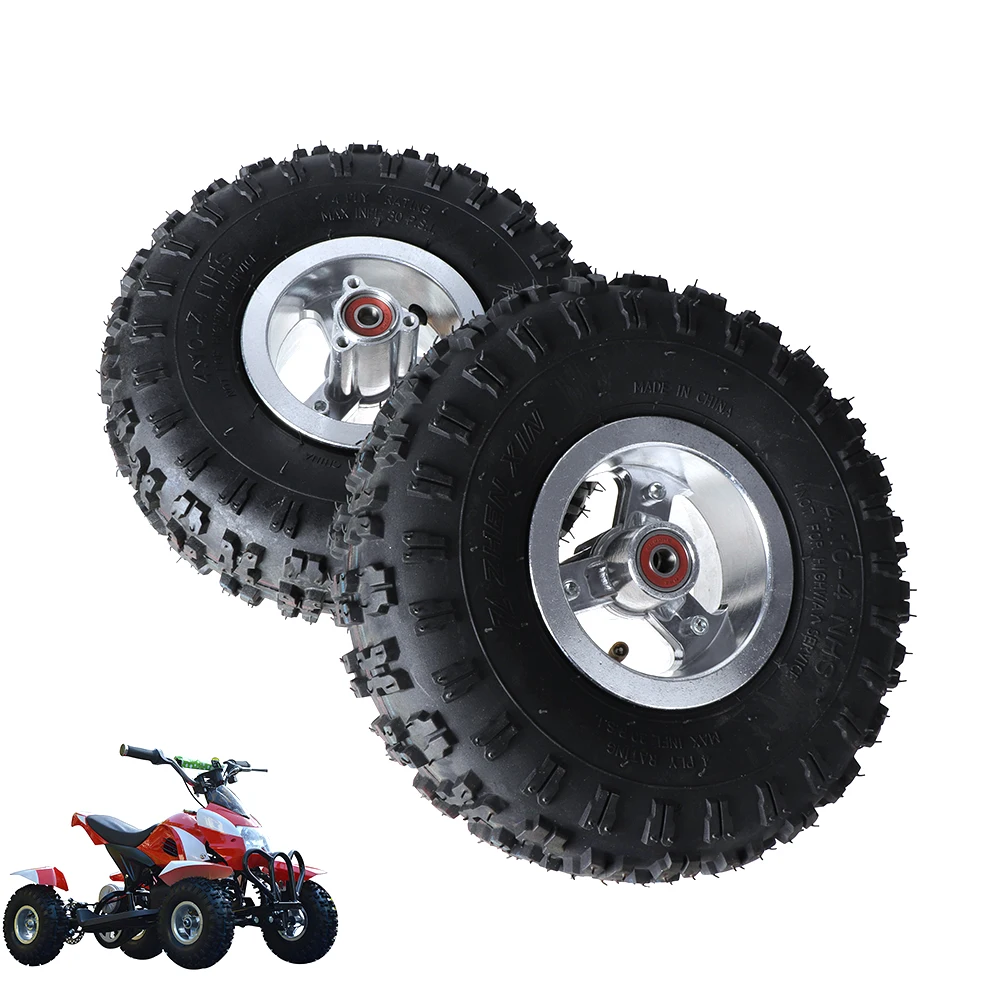 

4.10-4 Pneumatic Tires 4 Inch Inflatable Tires with Hub Rim for Scooters 49cc Mini Quad Dirt Bike ATV Buggy Replacement Parts