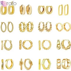 925 Sterling Silver Needle Metal Round Twist Hoop Earrings For Women Europe and America Personality Punk Rock Earrings Jewelry