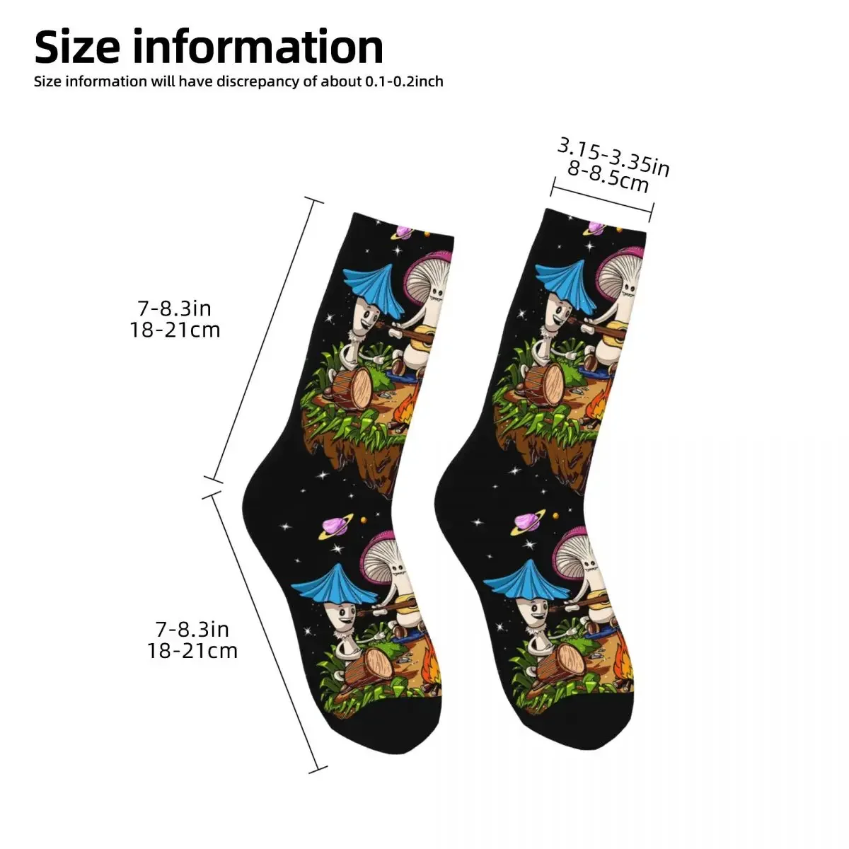 Hippie Magic Mushroom Socks para homens e mulheres, meias Harajuku, acessórios longos para toda a temporada, presentes de alta qualidade