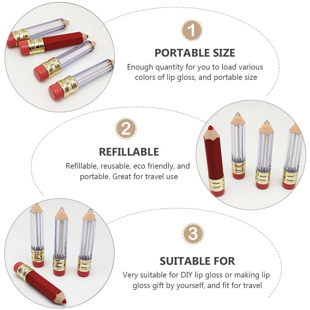 6 ชิ้นดินสอลิปกลอสหลอดป้องกันการรั่วหลอดลิปสติก DIY ขวดสบายภาชนะพลาสติกเปล่า