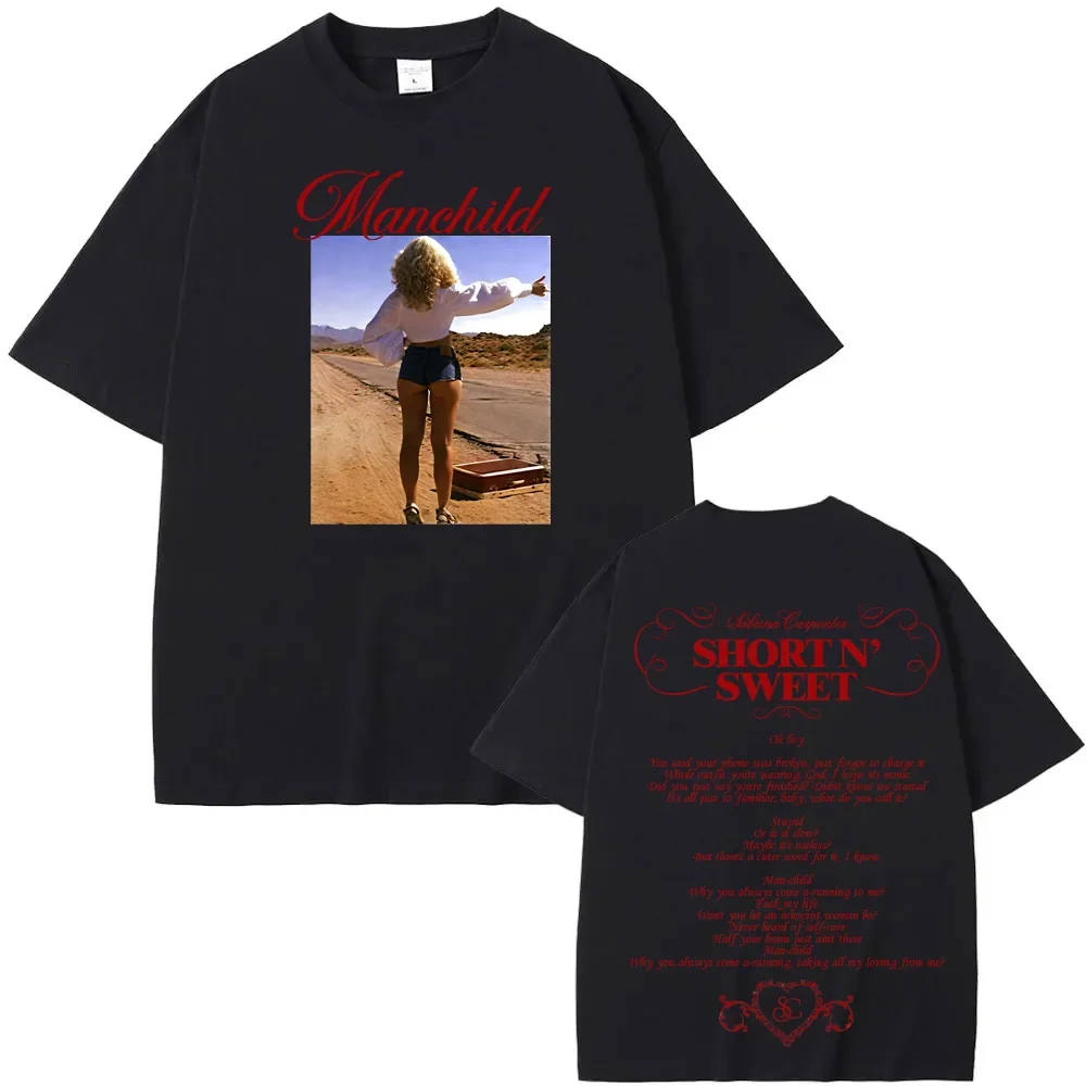 Sabrina Carpenter - Manchild Stampa grafica T Shirt O-Collo Grunge Tee-shirt Ropa Mujer 100% cotone Abbigliamento Casual RetroTshirt