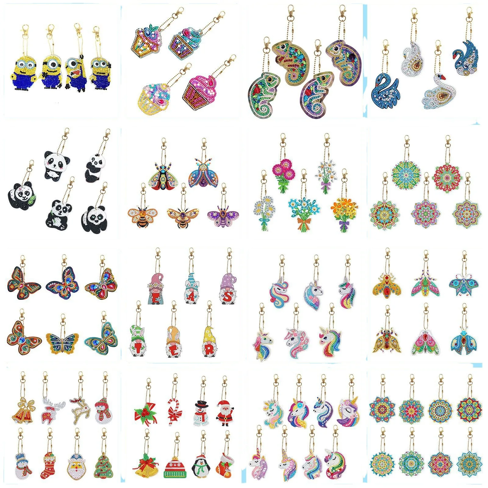 

Colorful Animals Rhinestone Studded Keychain DIY Cartoon Birthday Kids Gift Souvenirs Bag Pendant Decorative Charm
