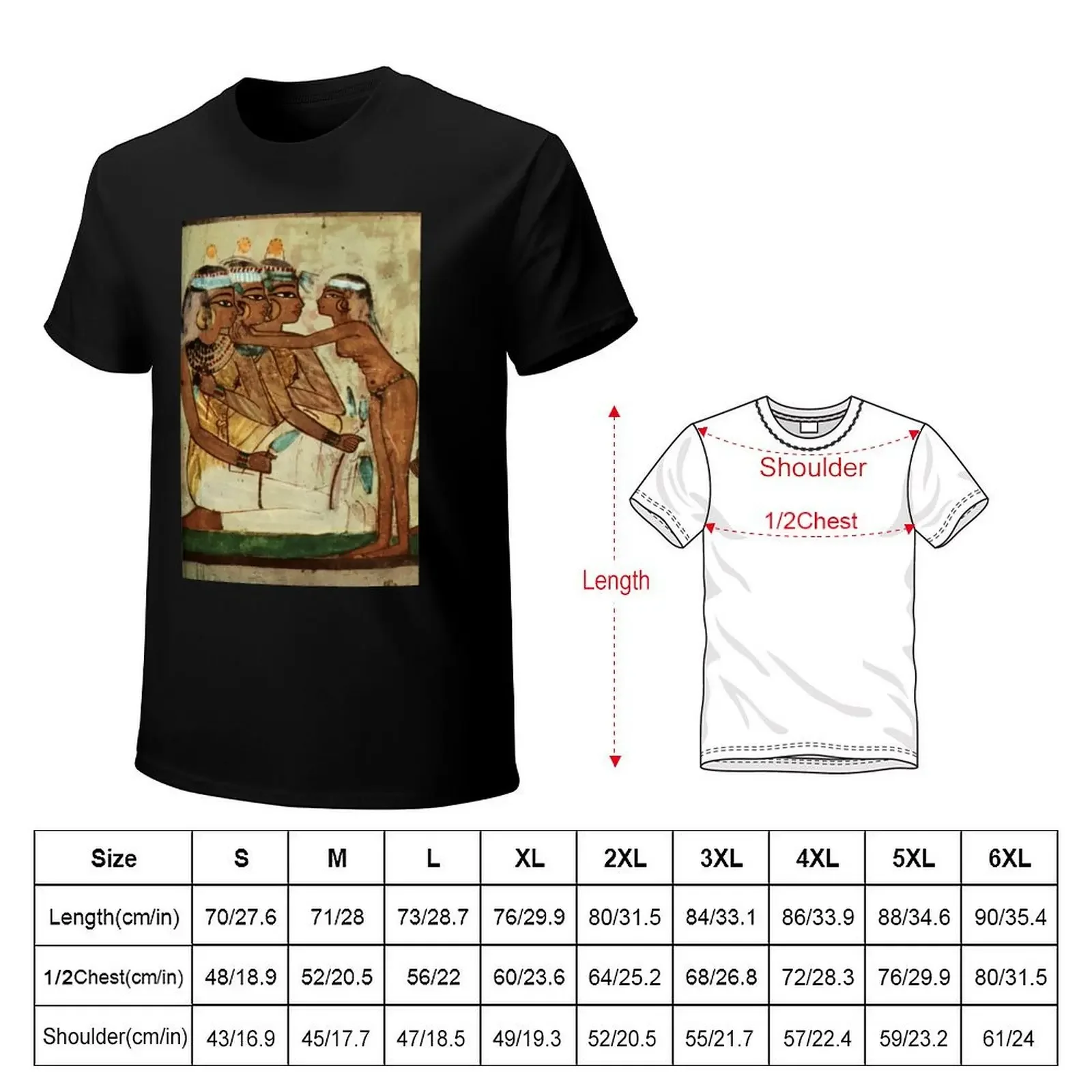 Ancient - Egyptian Wall Paintings 1956, Tomb of Nakht - Banqueting scene 2 T-Shirt anime clothes mens clothes