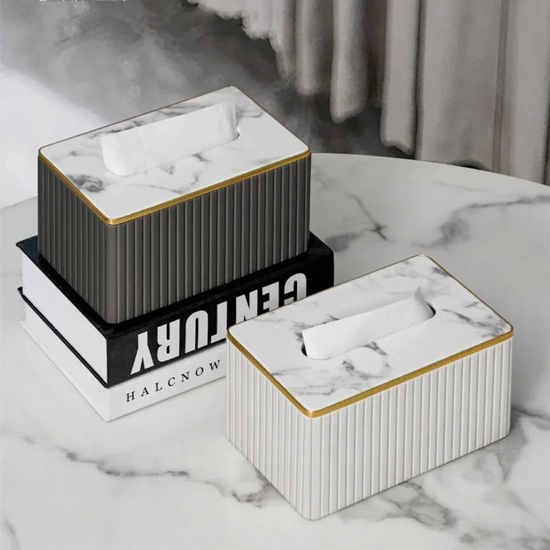 Leather Tissue Storage Box Marbling Paper Drawer Korean Creative Vertical Pattern Tissue Box Car Home Hotel Storage Supplies