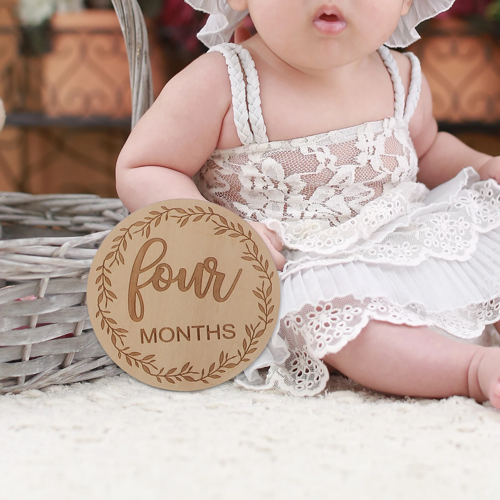 

12pcs Wooden Growth Cards Baby Monthly Milestone Newborn Photo Props Commemorative Cards Infant Birthday Gifts