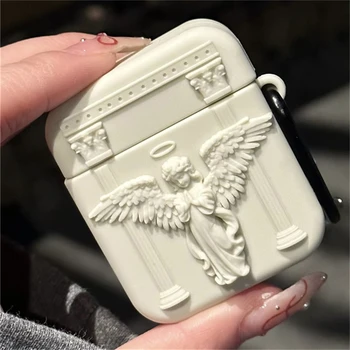 لطيف ثلاثية الأبعاد الصلاة الملاك غطاء من السيليكون ل Airpods 4 3 2 1 شحن لاسلكي واقية قذيفة غطاء لينة غطاء ل Airpods برو 2 صندوق