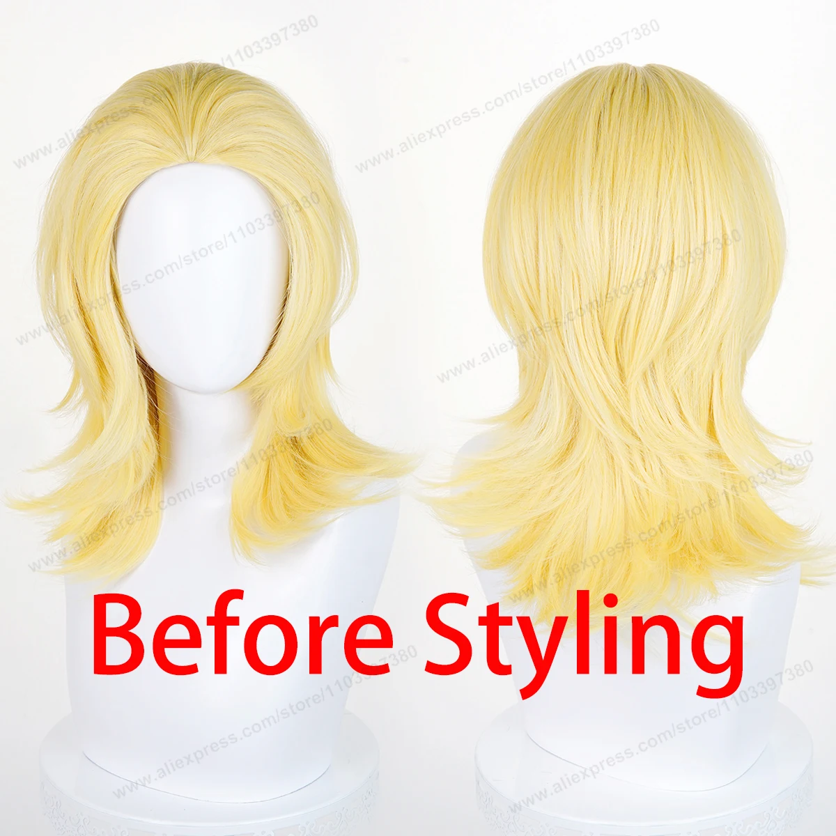 Peruka Cosplay Anime 45cm Uniwersalna z Powiększonym Skalpem, Dowolnym Przedziałkiem, Czarno-Biało-Żółta, Syntetyczne Włosy Odporne na Ciepło dla Kobiet i Mężczyzn