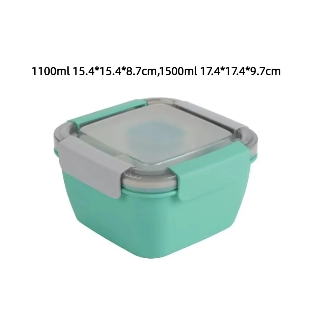 1Pcs Square Bento Box: Portable Light Meal Salad Container, Japanese Double-Layer – Airtight, Microwave-Safe for Office Workers