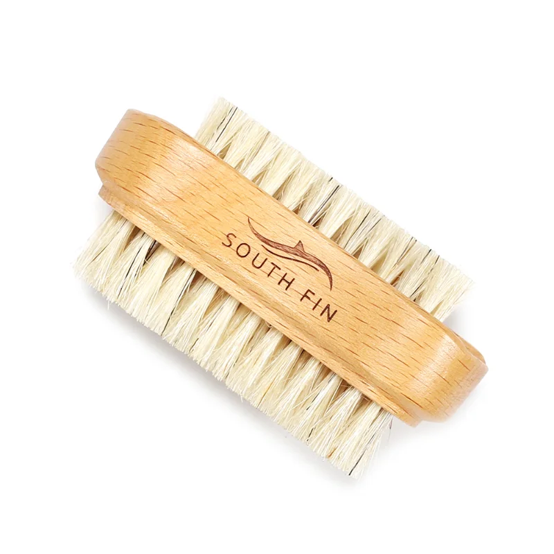 Brosses Double face pour nettoyage des ongles, avec manche en bois, poils naturels, outil de manucure et de pédicure, brosse à récurer