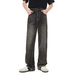 High Street American Style Hip Hop Wide Leg Loose Straight Dirty Pants Classic Retro Casual Same Style Men's Jeans