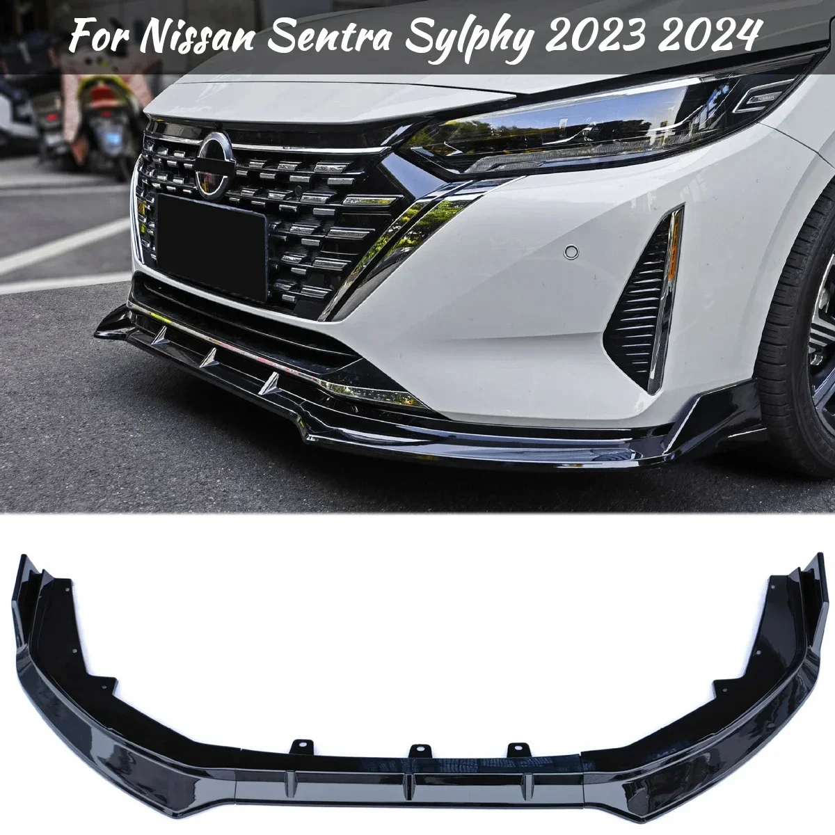 For Nissan Sentra Sylphy 2023 2024 Front Bumper Lip Side Spoiler Splitter Body Kit Diffuser Protector Guard Car Tuning Styling