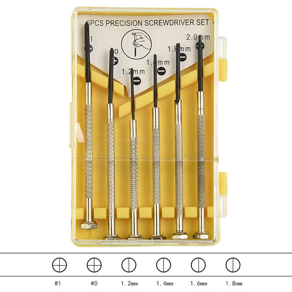 Precision Screwdriver Set para relógios, relógio, óculos, jóias, pequeno parafuso, DIY Tool Kit, Rust Repair, 6 pcs