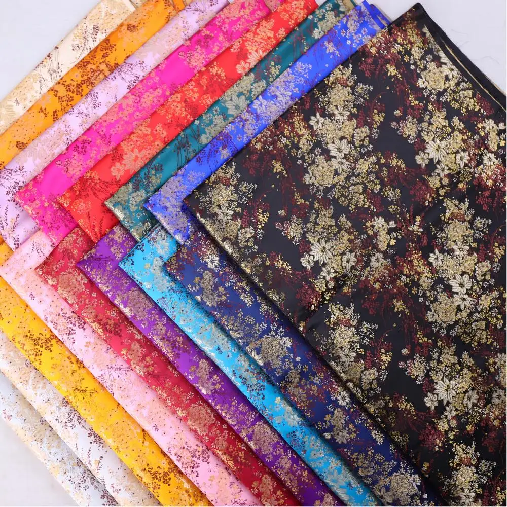 0.5/1/2m Brocade Satin Jacquard Fabric for Children Clothing Sewing,DIY Handmade Material Damask Floral Cloth Fabric
