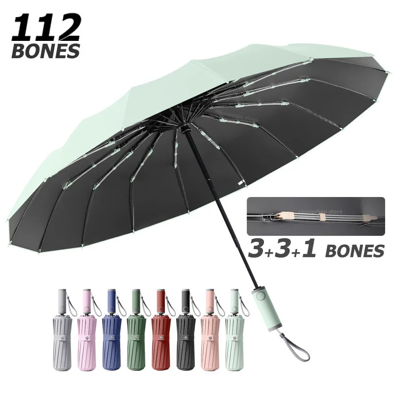 16K Strong Rain UV Umbrella for Men Women Large Fully Automatic Folding Umbrella Windproof Sun UV Umbrellas Travel Sunny