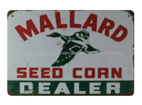 Mallard seed corn dealer metal tin sign lodge cafe wall decor