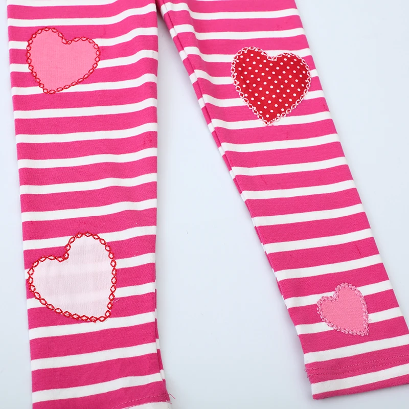 Little maven Kids Clothes 2024 Autumn Girls Pants Cotton Trousers Toddler Cartoon Hearts Striped Children\'s Clothing Leggings