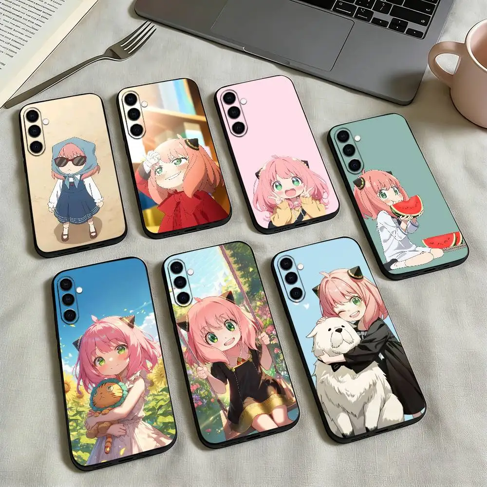 S-Spy Family-y Anya Forger-R Phone Case Black Silicone Soft For Samsung Galaxy A73,A72,A71,A70,A53,A52,A51