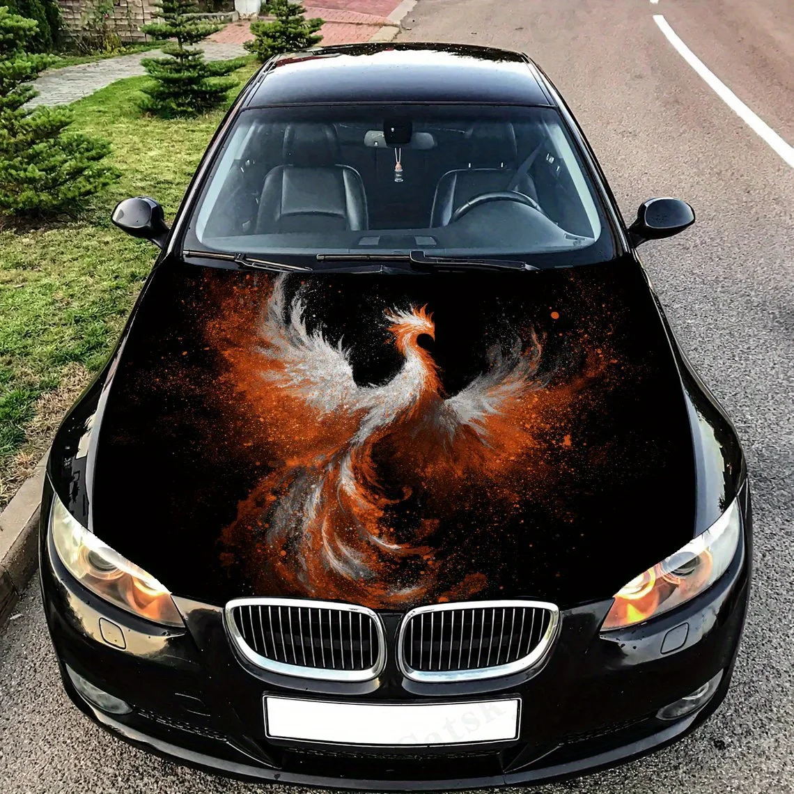 

Наклейка на капот автомобиля Phoenix in Flames, наклейка на грузовик, самоклеящиеся долговечные автомобильные аксессуары, подходит для автомобиля, грузовика Hoo