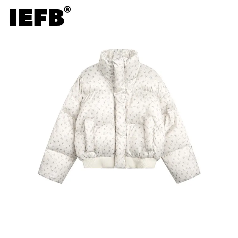 IEFB Korean Style Men\'s Padded Jacket Three-dimensional Letter Floral Casual Stand Collar New Autumn Loose Male Coats CPG2214