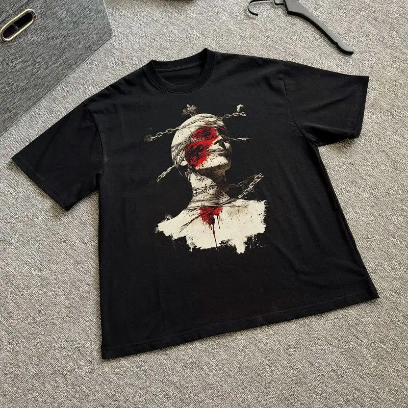 

Y2K Harajuku style original American retro short-sleeved round-neck pure cotton loose street T-shirt for both men and women