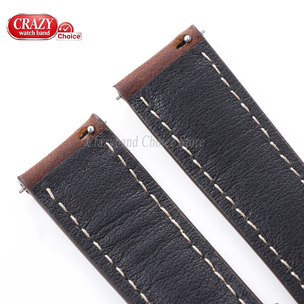 Matte Leather Watch Strap 16mm 14mm 18mm20mm22mm24mm Band Handmade Vintage Genuine Replace Universal Soft Belt Watches Accessory
