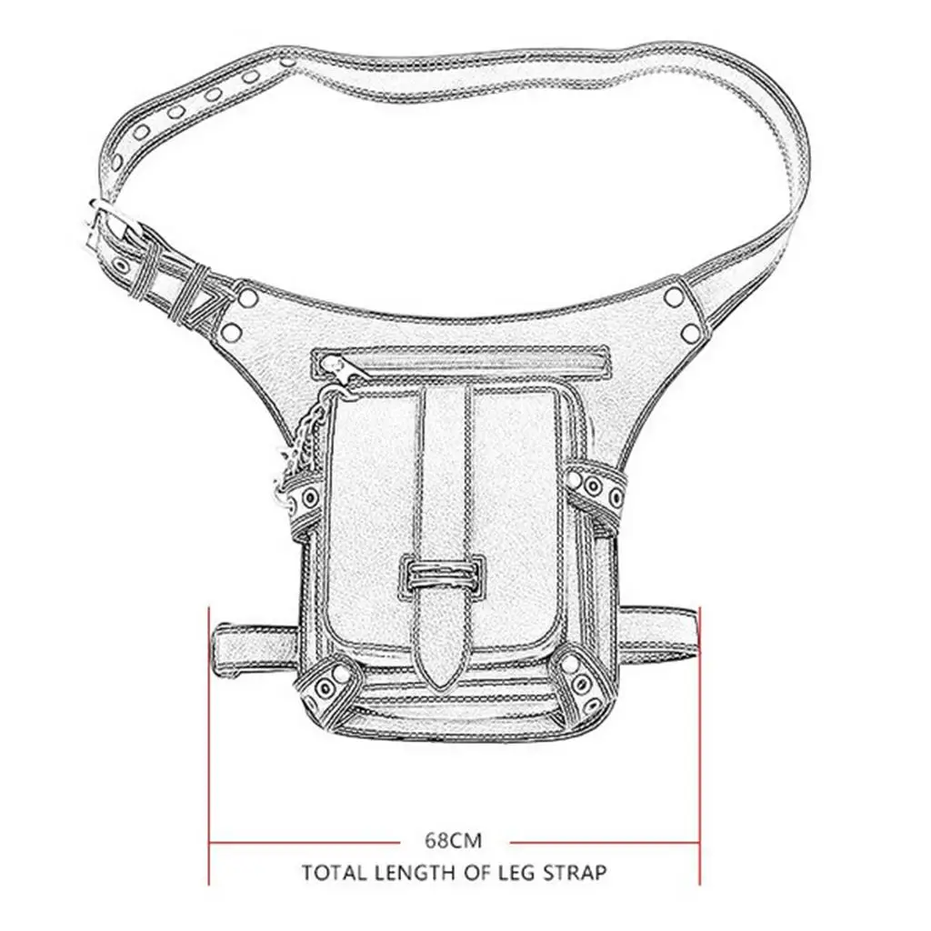 

Steampunk Retro Waist Bag Adjustable PU Leather Rock Goth Shoulder Messenger Bag for Outdoor Cycling