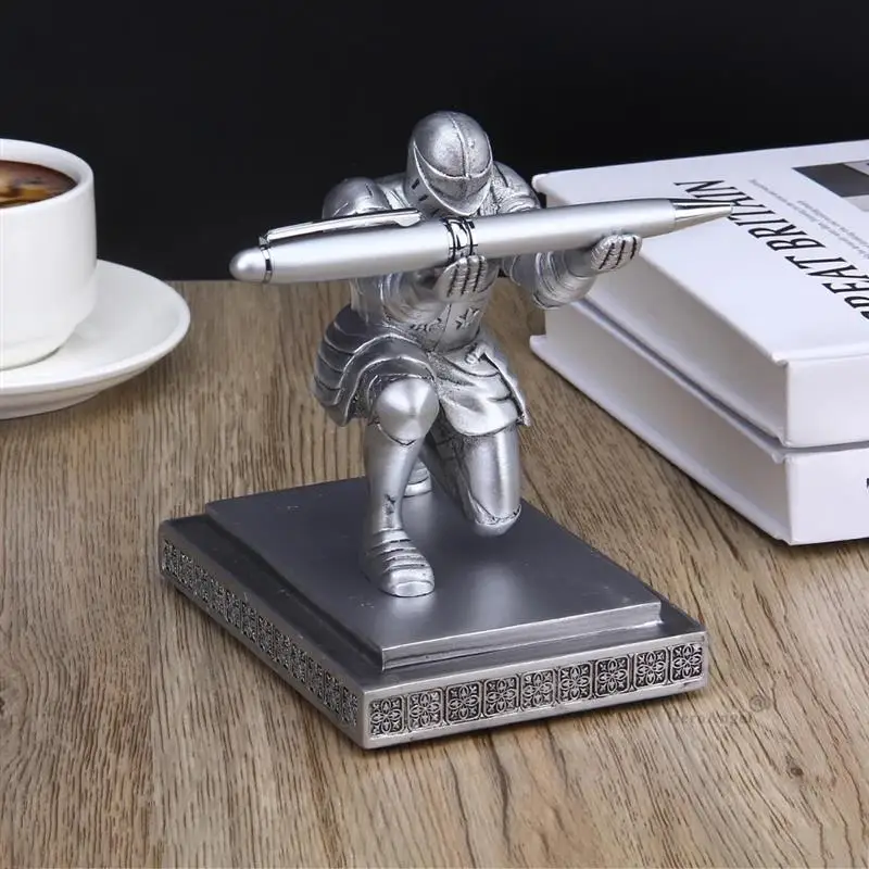 NEW Knight Pen Holder Executive Soldier Figurine Pencil Stand for Office Accessories deco Pen Stand Desk Organizer Pencil Holder