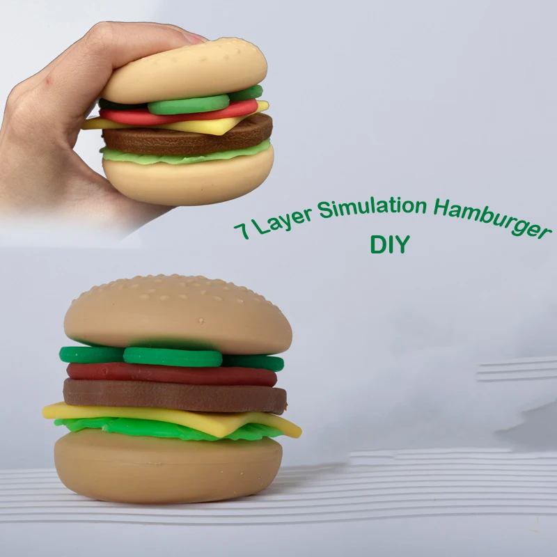 

Diy Simulation Burger Squeeze Stress Relief Toy Tpr Combination Child Plaything For Home Use Squeezable Fun Interactive Game