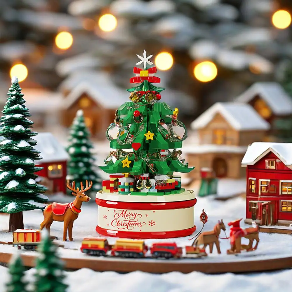 メリークリスマス おもちゃのツリー オルゴール 組み立てブロック クリスマスおもちゃ ギフト デコレーション DIYクリスマスギフト用