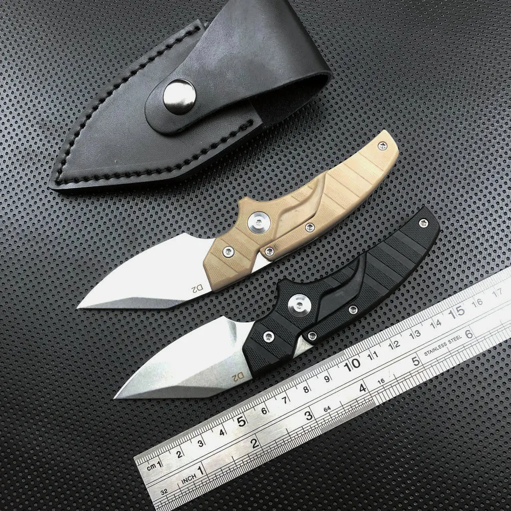 TRSKT Pocket Knife,Camping Knives,Survival Premium Knife,D2 Tactical Knife ,Cool Camping Tool With Leather Sheath Dropshipping