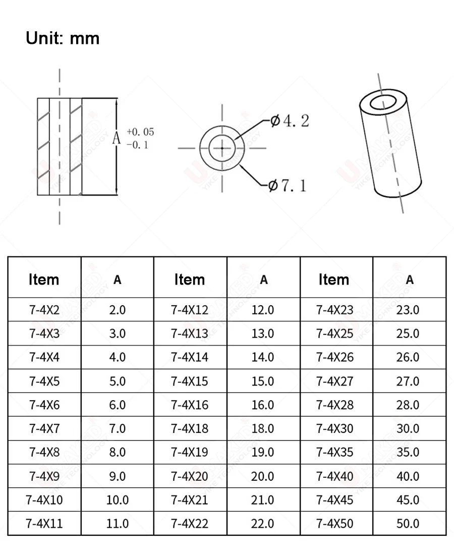 500pcs Diameter 7mm Nylon PCB Board Mount LED Spacer Support Hood Length 2mm 3mm 4mm 5mm 6mm 8mm 10mm for F3 F5 Leds Diodes DIP