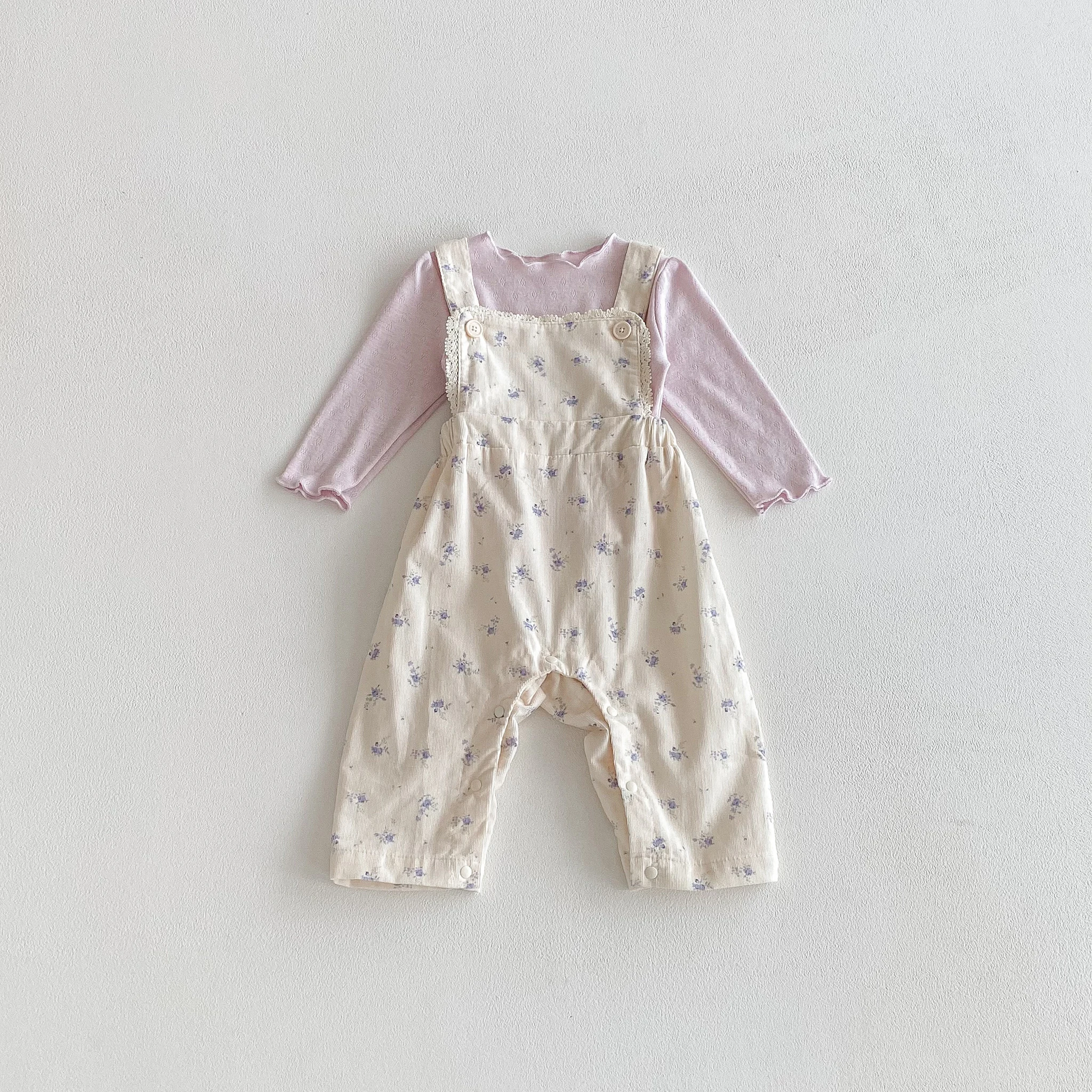 مجموعة ملابس الخريف للأطفال والرضع بأكمام طويلة: قميص كاجوال بطبقة أساسية ومجموعة حلوة مكونة من قطعتين من الملابس المطبوعة