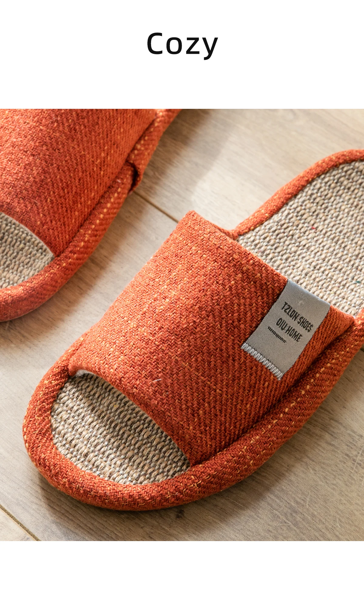TZLDN Sommer Damen Hausschuhe Leinen Sommer Leichte Flache Sandalen Atmungsaktive Bequeme Rutschfeste Rutschen Indoor Herren Slipper – Detail 5