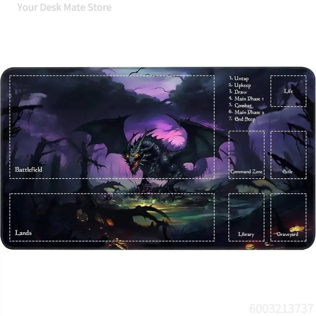 Black Dragon MTG Playmat Fantasy Dark Dragon Design Magic The Gathering Mat
